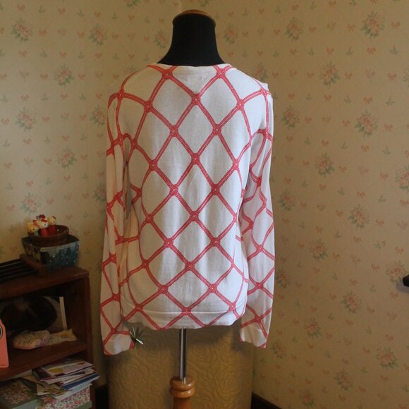 Tommy Hilfiger Pima Cotton Cardigan White/Red Nautical Rope Design, Small - Picture 4 of 8